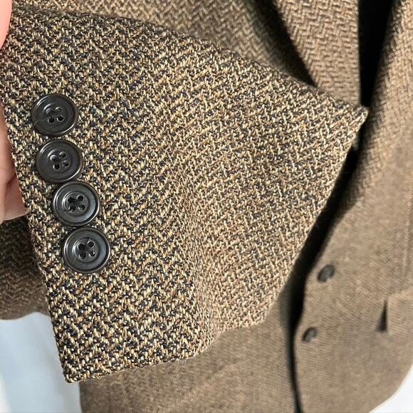 Vintage Club Room Mens 41R Brown Tweed Blazer Suit Jacket Wool Silk Alpaca Blend - Picture 7 of 16